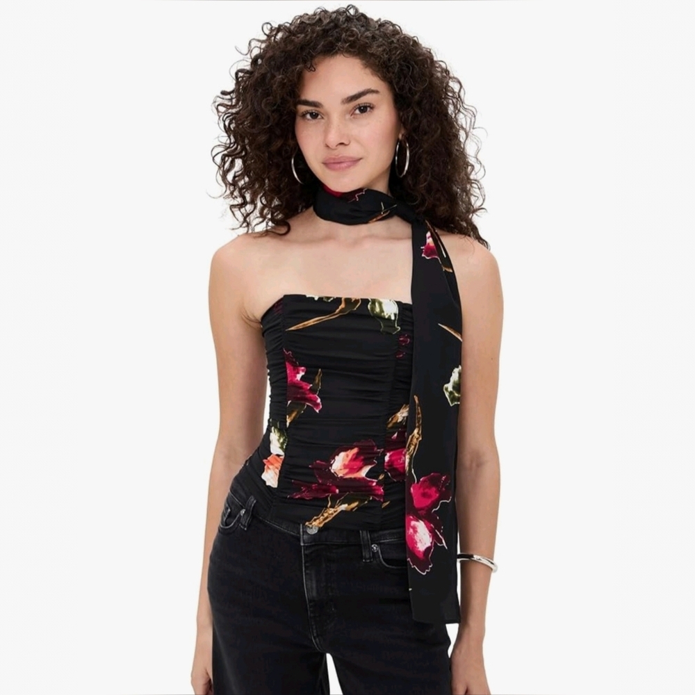 NWT! Lioness Black Floral Tube Top
